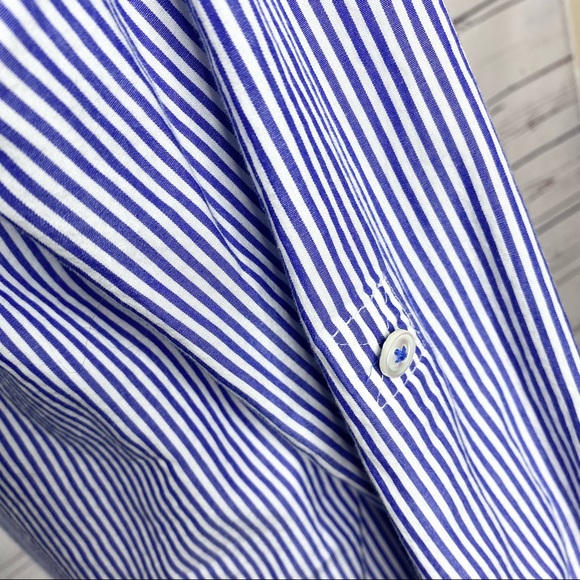 Vineyard Vines Blue & White Striped Popover Top Size Small - Picture 6 of 12